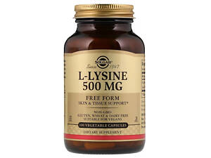 L-Лизин, L-Lysine, Solgar, 500 mg, 100 вегетарианских капсул