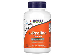L-пролин NOW L-Proline, 500 mg, 120 Veg Capsules
