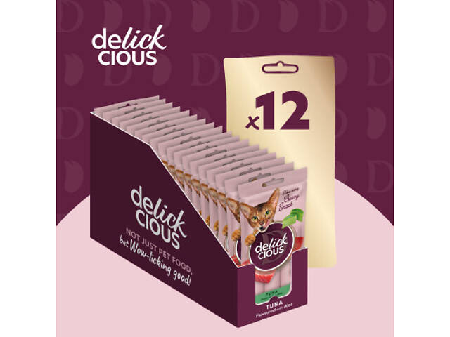 Ласощі для котів Delickcious Тунець з додаванням алое 4 х 15 г (4820269141605) - Фото 5