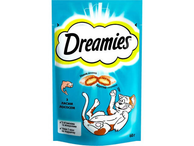 Ласощі для котів Dreamies з лососем 60 г (4008429037962) - Фото 1
