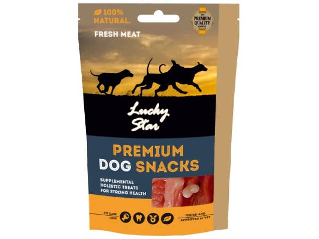 Ласощі для собак Lucky Star Кальцієва кістка в обгортці з в'яленого м'яса качки 6.5 см 85 г (4820111434206) - Фото 2