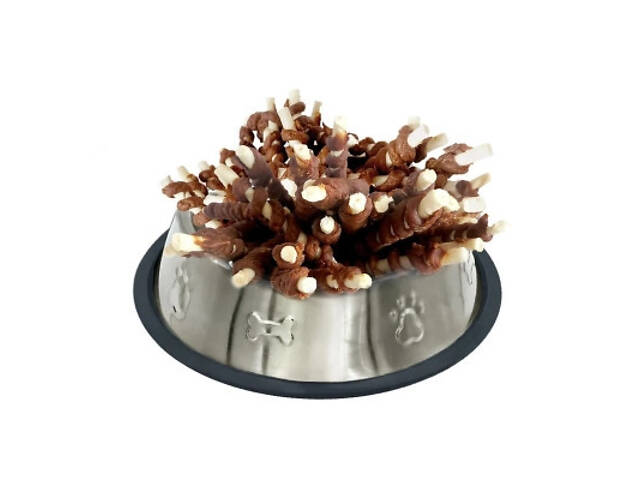 Ласощі для собак Lucky Star Качине в'ялене м'ясо на великій кальцинованій паличці 13 см 200 г (4820144301254) - Фото 1