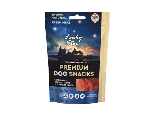 Ласощі для собак Lucky Star в'ялене м'ясо качки з кролячою вушко 65 г (4820281500749) - Фото 1