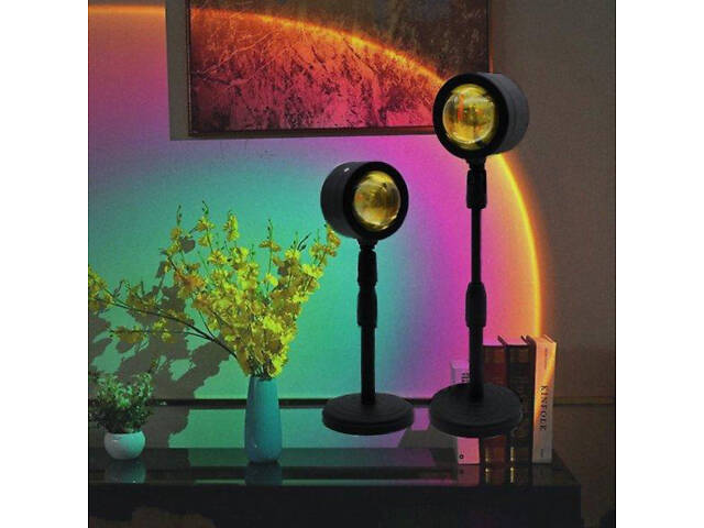 Атмосферная лампа Проекционный светильник Atmosphere Sunset Lamp эффект радуги, лампа эффект солнца. - Фото 4