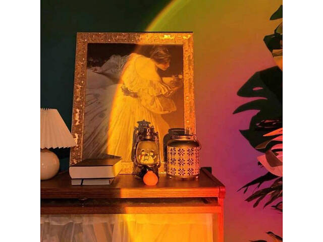 Атмосферная лампа Проекционный светильник Atmosphere Sunset Lamp эффект радуги, лампа эффект солнца. - Фото 2