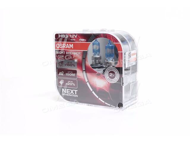 Лампа фарная HB3 60W 12V P20D NIGHT BREAKER LASER next generation (+150) компл. (пр-во OSRAM)