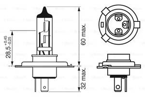 Лампа галогенная Bosch Longlife Daytime H4 12V 60/55W