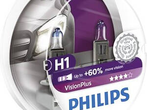 Лампа галогенна Philips VisionPlus +60% H1 12V 55W (2 шт.)