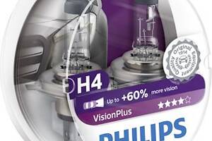 Лампа галогенная Philips VisionPlus +60% H4 12V 60/55W (2 шт.)