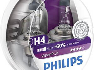 Лампа галогенная Philips VisionPlus +60% H4 12V 60/55W (2 шт.)