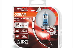 Лампа головного світла Osram H4 60/55W Night Breaker Laser -2024150% 64193NBL150