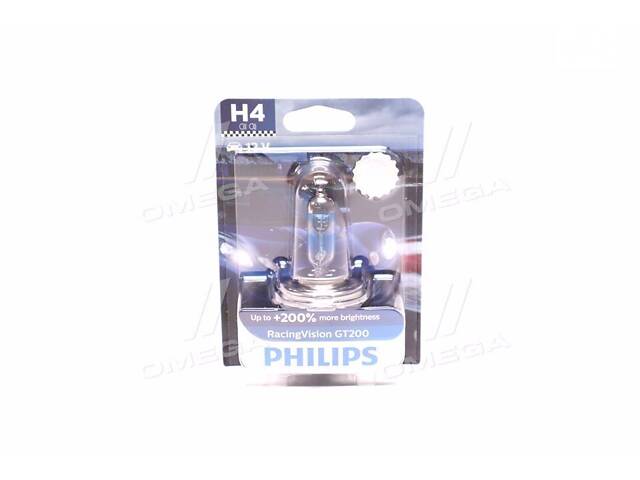 Лампа накаливания H4 RacingVision GT200 +200 12V 60/55W P43t-38(пр-во Philips)