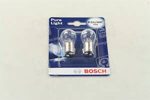 Лампа розжарювання P21/4W 12V 21/4W PURE LIGHT (blister 2шт) (пр-во Bosch)