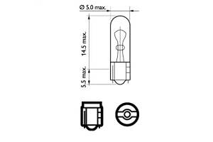 Лампа накаливания WBT5 12V 1W