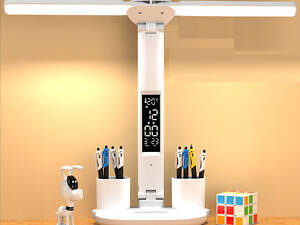 Лампа настольная LED двойная с часами, календарем, термометром.