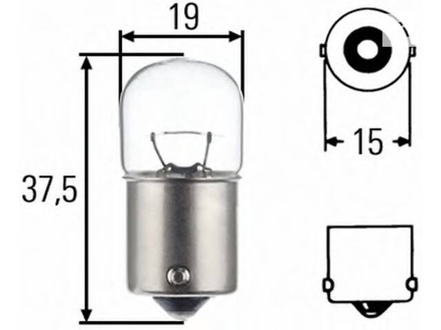 лампа розжарювання, R10W 24V 11W BA 15s