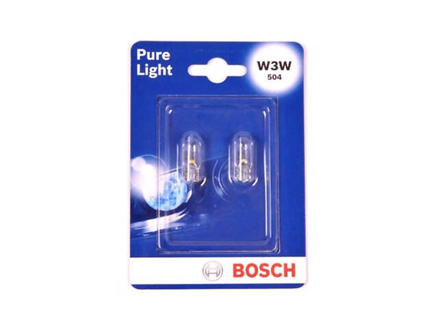 Лампа розжарювання Bosch Pure Light W3W 12V 3W W2,1x9,5d (блістер 2 шт.) 1987301028