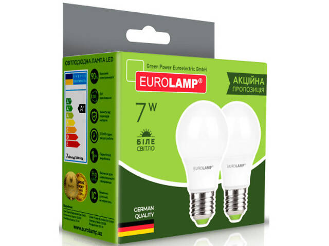 Лампочка Eurolamp LED A60 7W E27 4000K 220V акція 1+1 (MLP-LED-A60-07274(E)) - Фото 3