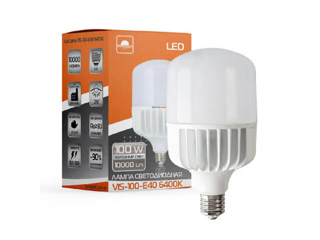 Лампочка Євросвітло 100Вт 6400К (VIS-100-E40) (40894100Вт 6400К (VIS-100-E40)) - Фото 2