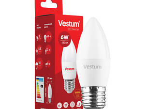 Лампочка Vestum C37 6W 3000K 220V E27 (1-VS-1302)