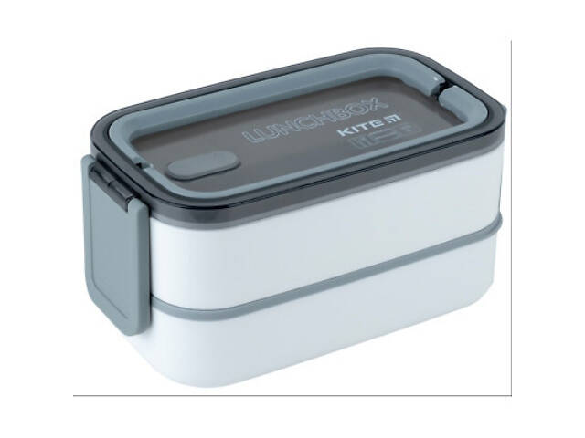 Дитячий ланч-бокс Kite подвійний з наповненням 1400 мл, білий (K23-183-1) - Фото 1