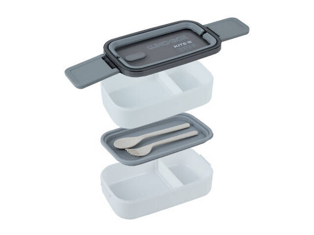Дитячий ланч-бокс Kite подвійний з наповненням 1400 мл, білий (K23-183-1) - Фото 4