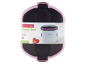 Ланч-бокс харчової двох'ярусний Kamille KM-2139RZ 1500 мл рожевий