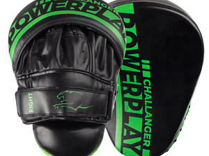 Лапи боксерські PowerPlay 3041 Чорно-Зелені PU [пара]