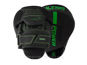Лапи боксерські PowerPlay 3044 Pro Carbon Ultra Series Чорно-Зеленіі PU [пара], Оригінал!