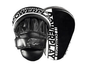 Лапи боксерські PowerPlay 3041 Challanger Чорно-Біліі PU [пара]