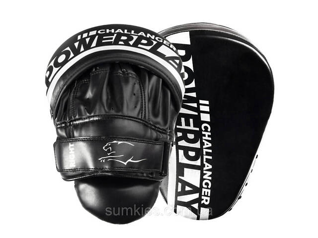 Лапи боксерські PowerPlay 3041 Challanger Чорно-Біліі PU [пара] - Фото 1