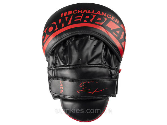 Лапи боксерські PowerPlay 3041 Чорно-Червоні PU [пара] - Фото 3