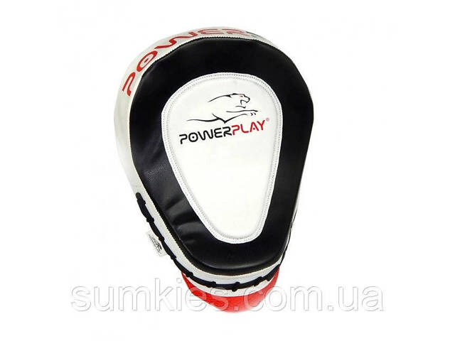 Лапы боксерские PowerPlay 3042 черно-белые PU [пара] - Фото 2