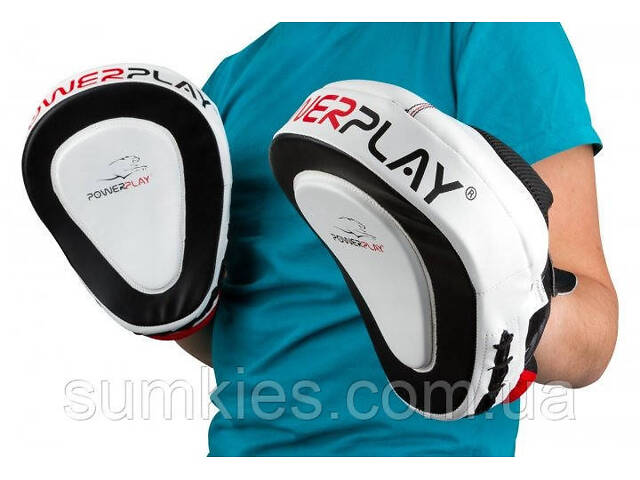 Лапы боксерские PowerPlay 3042 черно-белые PU [пара] - Фото 5