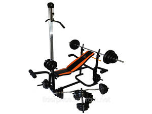 Лава Для Жиму універсальна WCG 0020 з Тягою і партою Скотта + Набір штанга і гантелі 98 кг, Оригінал!