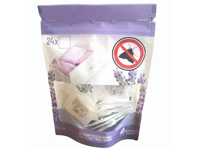 Лавандовые пакетики репелленты Deliplus от моли для гардероба с ароматом лаванды 24 шт. Bosque Verde Lavanda - Фото 1