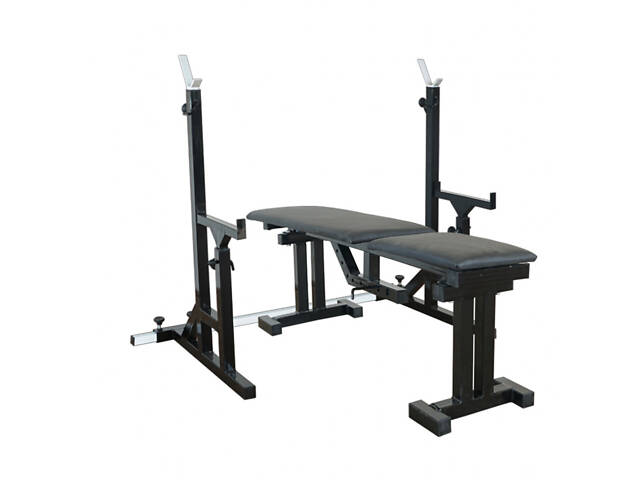Лавка 090 + Стійки зі страхувальними упорами UM 0150 + штанга з металевими дисками 75 кг RN-Sport - Фото 2