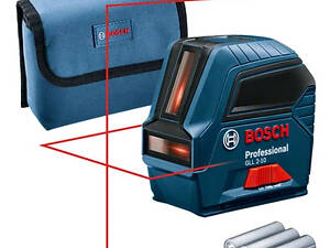 Лазерний нівелір, рівень на 2 промені до 10 м Bosch GLL 2-10 на батарейках із сумкою