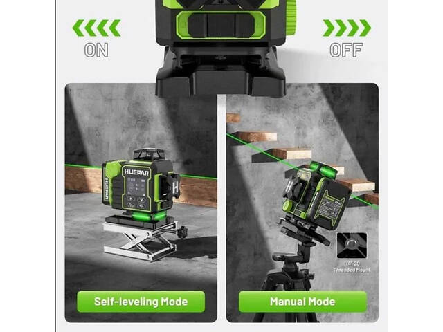 Лазерний рівень нівелір Huepar W04CG Premium 4D 16 ліній з приймачем Huepar LR5RG (2860611358) - Фото 7