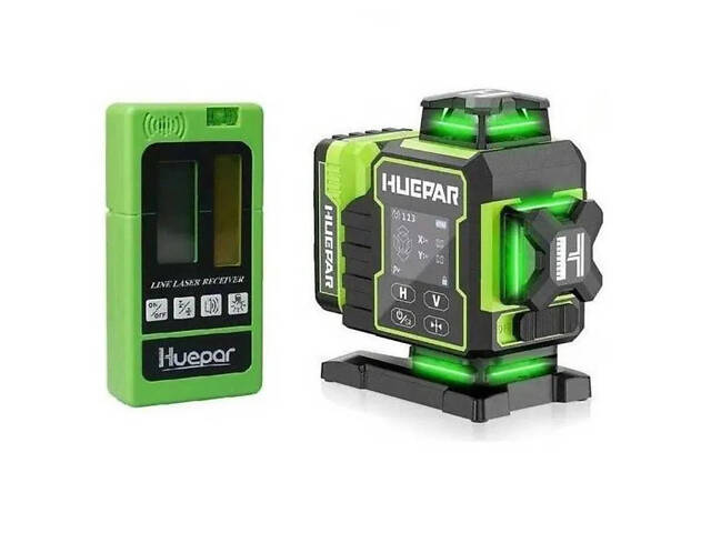 Лазерний рівень нівелір Huepar W04CG Premium 4D 16 ліній з приймачем Huepar LR5RG (2860611358) - Фото 1
