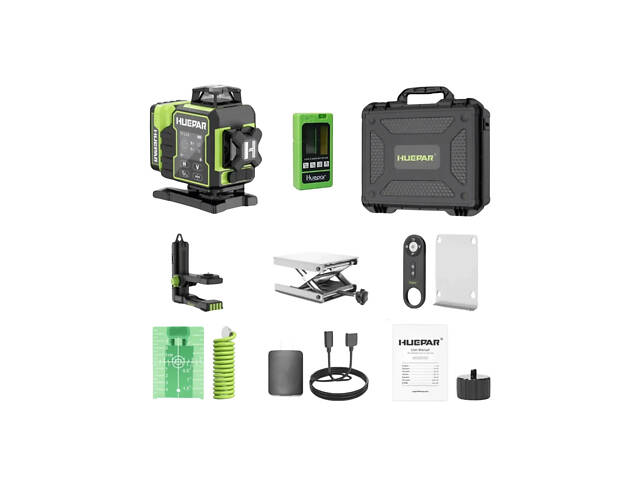 Лазерний рівень нівелір Huepar W04CG Premium 4D 16 ліній з приймачем Huepar LR5RG (2860611358) - Фото 10