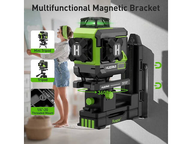 Лазерний рівень нівелір Huepar Z04CG 4D 16 ліній Bluetooth LCD (2861377903) - Фото 3