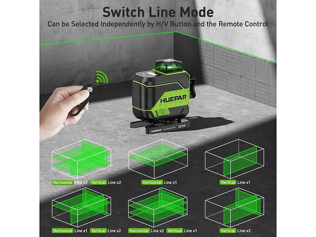 Лазерний рівень нівелір Huepar Z04CG 4D 16 ліній Bluetooth LCD (2861377903) - Фото 6