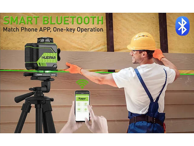 Лазерний рівень нівелір Huepar Z04CG 4D 16 ліній Bluetooth LCD (2861377903) - Фото 8