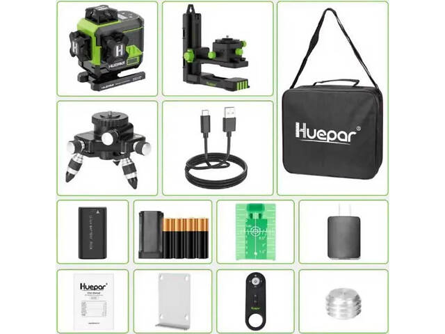 Лазерний рівень нівелір Huepar Z04CG 4D 16 ліній Bluetooth LCD (2861377903) - Фото 9