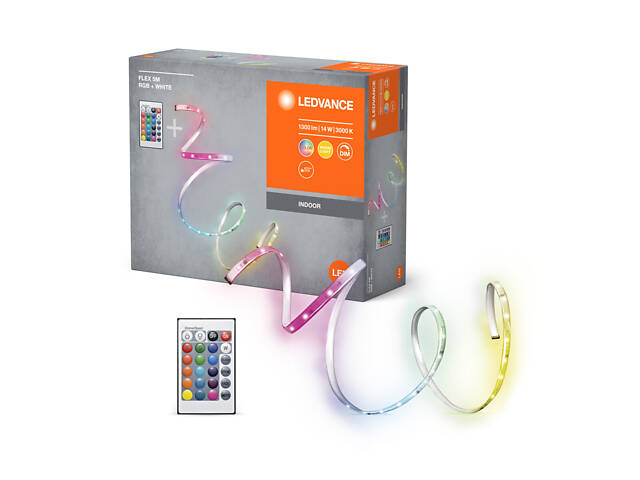 LED стрічка з пультом та акумулятором RGB 14W 220V 1300lm 3000K IP20 DIM [4099854095443] 5000х2х10mm LEDVANCE - Фото 2