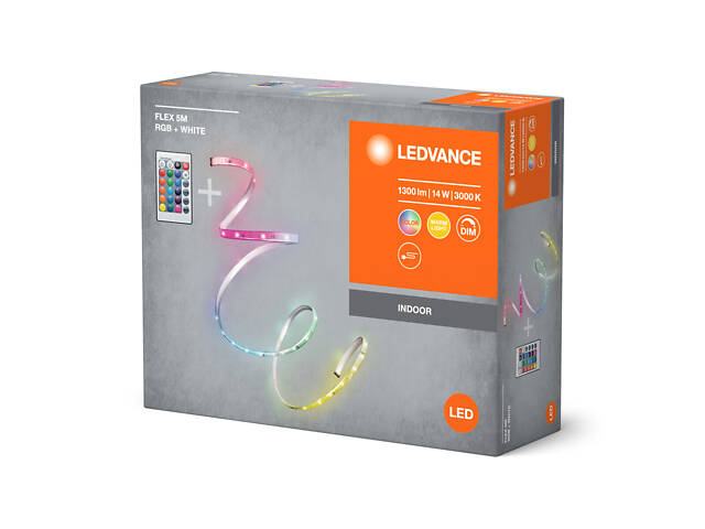 LED стрічка з пультом та акумулятором RGB 14W 220V 1300lm 3000K IP20 DIM [4099854095443] 5000х2х10mm LEDVANCE - Фото 3