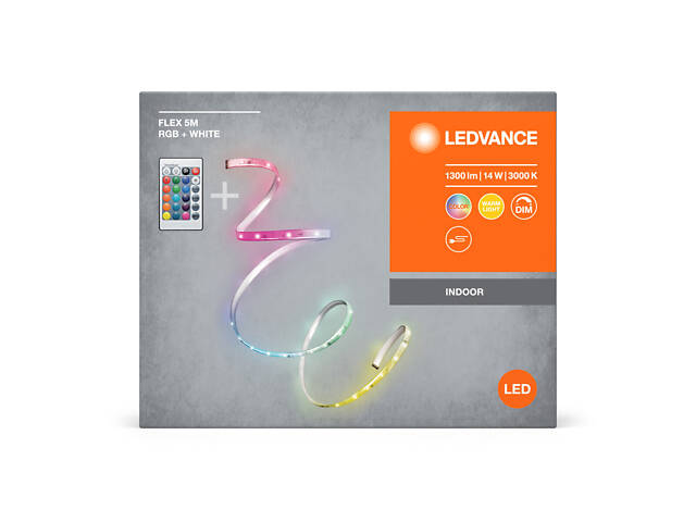 LED стрічка з пультом та акумулятором RGB 14W 220V 1300lm 3000K IP20 DIM [4099854095443] 5000х2х10mm LEDVANCE - Фото 4