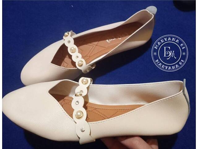 Легенькі балетки з декором / бежеві - Фото 10