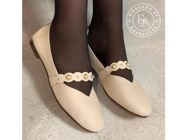 Легенькі балетки з декором / бежеві - Фото 6